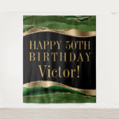 Groene gouden verjaardagsfeest achtergrond voor ma wandkleed (Voorkant)