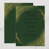 Groene & Gouden Vonken Save The Date Kaart (Voorkant / Achterkant)