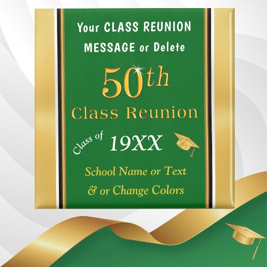 Groene, gouden, witte kap 50e-klare reünie-cadeaus magneet