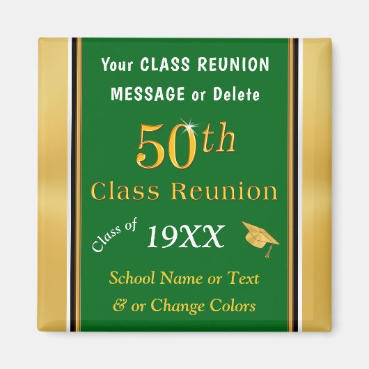Groene, gouden, witte kap 50e-klare reünie-cadeaus magneet (Voorkant)