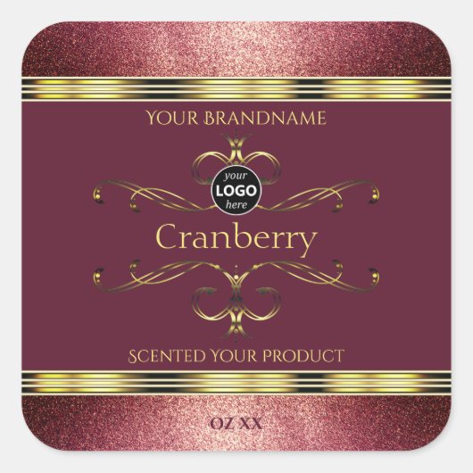 Groene goudetiketten met Glitter Borders Logo Vierkante Sticker (Voorkant)