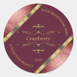 Groene goudetiketten met Glitter-grenzen Ronde Sticker