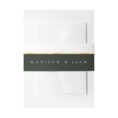 Groene goudfolie Monogram Groene Belly Band Uitnodigingen Wikkel (Voorkant Voorbeeld)