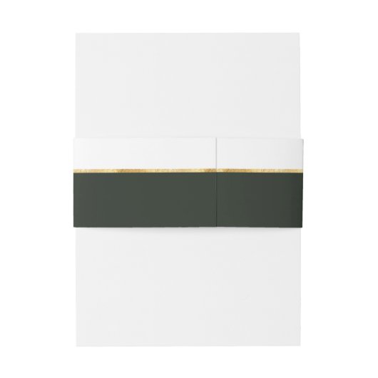 Groene goudfolie Monogram Groene Belly Band Uitnodigingen Wikkel (Achterkant Voorbeeld)