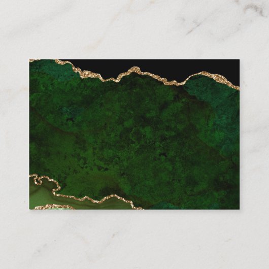 Groene goudglitter Agate Wedding Informatiekaartje (Achterkant)