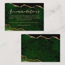Groene goudglitter Agate Wedding Informatiekaartje