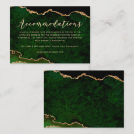 Groene goudglitter Agate Wedding Informatiekaartje