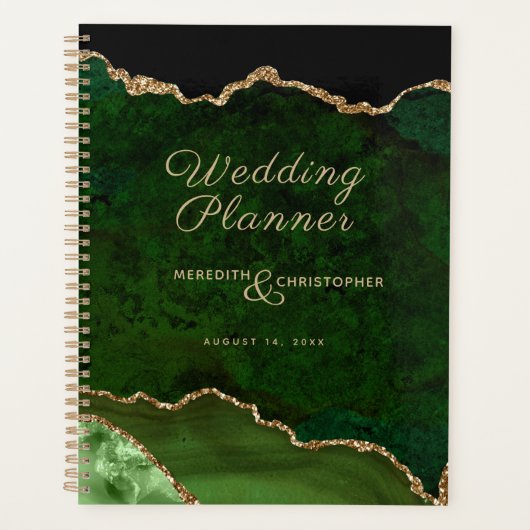 Groene goudglitter Agate Wedding Planner (Voorkant)