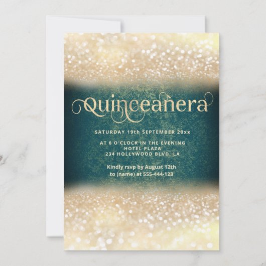 Groene goudglitter-jurk vlindervlinder in kaart (Achterkant)