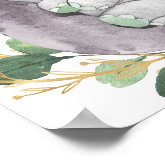 Groene goudgroen Eucalyptus Elephant Welkom Poster (Hoek)