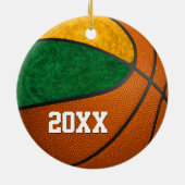 groene goudmeisjes basketbalteamgeest, aangepast keramisch ornament (Achterkant)