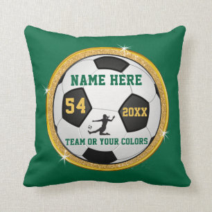 Groene, goudmeisjes Soccer Senior Night Gift Idee Kussen