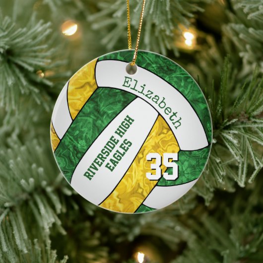 groene goudmeisjes volleybalteamkleuren keramisch ornament (Boom)