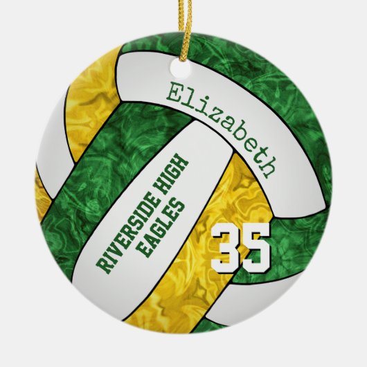 groene goudmeisjes volleybalteamkleuren keramisch ornament (Voorkant)