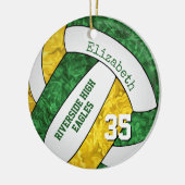 groene goudmeisjes volleybalteamkleuren keramisch ornament (Links)