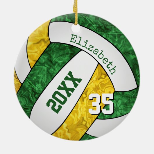 groene goudmeisjes volleybalteamkleuren keramisch ornament (Achterkant)