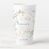 Groene goudolie, kruis, Confetti baptisme Latte Mok (Voorkant)