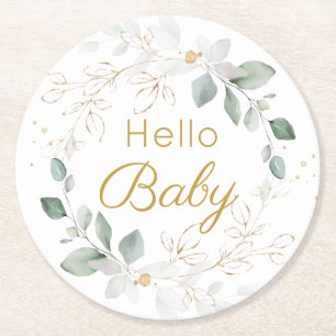 Groene goudolieramp Genderneutraal Baby shower Ronde Kartonnen Onderzetter
