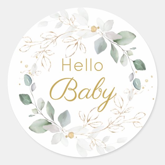 Groene goudolieramp Genderneutraal Baby shower Ronde Sticker (Voorkant)
