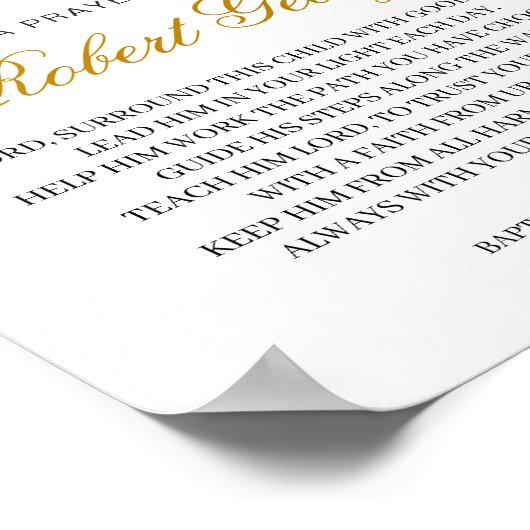 Groene goudoliering Kruisgenderneutraal Baptisme Poster (Hoek)