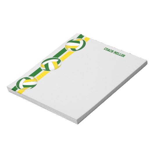 groene goudplodkleuren volleybalcoach aangepast notitieblok (Linkerzijde)
