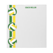 groene goudplodkleuren volleybalcoach aangepast notitieblok (Voorkant)