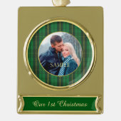 Groene goudspeldenPas getrouwd Verguld Banner Ornament (Voorkant)