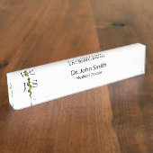 Groene goudstaaf van Asclepius Medical Herbal Naambordje (Zijkant)