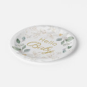 Groene goudvulling Geslacht Neutrale Baby shower P Papieren Bordje (Gekanteld)