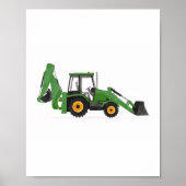 Groene graaflaadcombinatie bouwvoertuig decor poster (Voorkant)