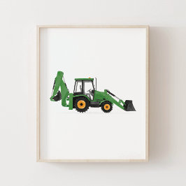Groene graaflaadmachine bouwvoertuig decor poster
