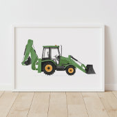 Groene graaflaadmachine bouwvoertuig decor poster