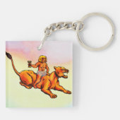 Groene graafmachine en Bacchus paring lion pastel Sleutelhanger (Achterkant)