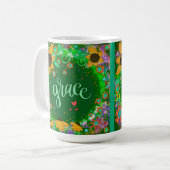 Groene Grace Inspirerende One Word Art Koffiemok (Voorkant links)
