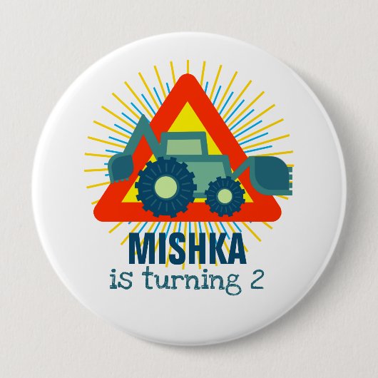 Groene gradgetrouwe backhoe Engine Persoonlijke na Ronde Button 4,0 Cm (Voorkant)