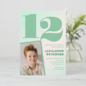 Groene gradiënt 12e verjaardag uitnodigingen Boy P (Staand voorkant)