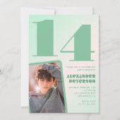 Groene gradiënt 14e verjaardag uitnodigingen Boy P (Voorkant)