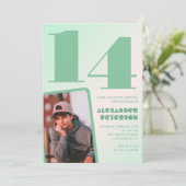 Groene gradiënt 14e verjaardag uitnodigingen Boy P (Staand voorkant)