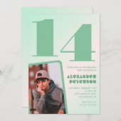 Groene gradiënt 14e verjaardag uitnodigingen Boy P (Voorkant / Achterkant)