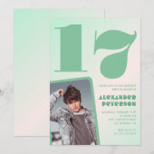Groene gradiënt 17e verjaardag uitnodigingen Boy P (Voorkant / Achterkant)