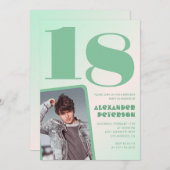 Groene gradiënt 18e verjaardag uitnodigingen Boy P (Voorkant / Achterkant)