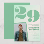 Groene gradiënt 29e verjaardag uitnodigingen Boy P (Voorkant / Achterkant)