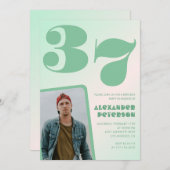 Groene gradiënt 37e verjaardag uitnodigingen Boy P (Voorkant / Achterkant)