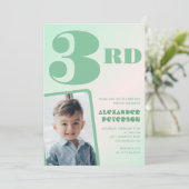 Groene gradiënt 3e verjaardag uitnodigingen Boy Ph (Staand voorkant)