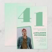 Groene gradiënt 41e verjaardag uitnodigingen Boy P (Voorkant / Achterkant)