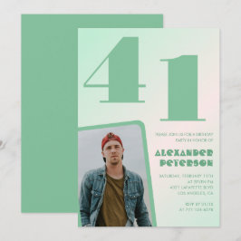Groene gradiënt 41e verjaardag uitnodigingen Boy P