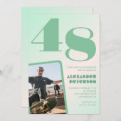 Groene gradiënt 48e verjaardag uitnodigingen Boy P (Voorkant / Achterkant)