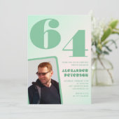 Groene gradiënt 64e verjaardag uitnodigingen Boy P (Staand voorkant)
