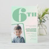 Groene gradiënt 6e verjaardag uitnodigingen Boy Ph (Staand voorkant)
