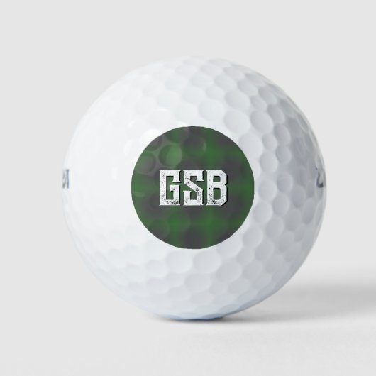 Groene Gradient Bold Witte Monogram Golfballen (Voorkant)